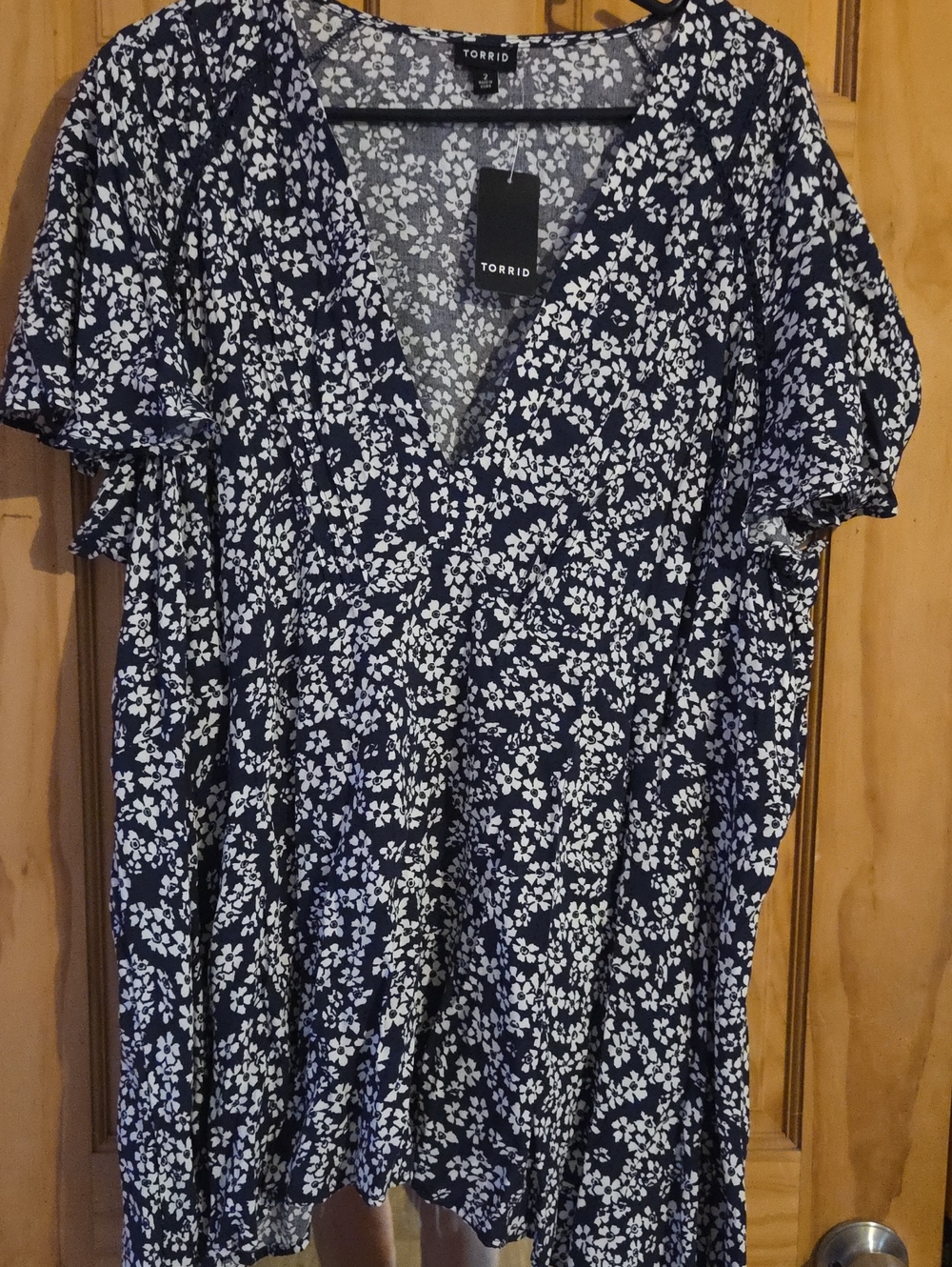 torrid Navy and White Floral Surplice Tunic
